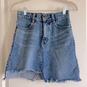 Asymmetrical Mini Jean Skirt